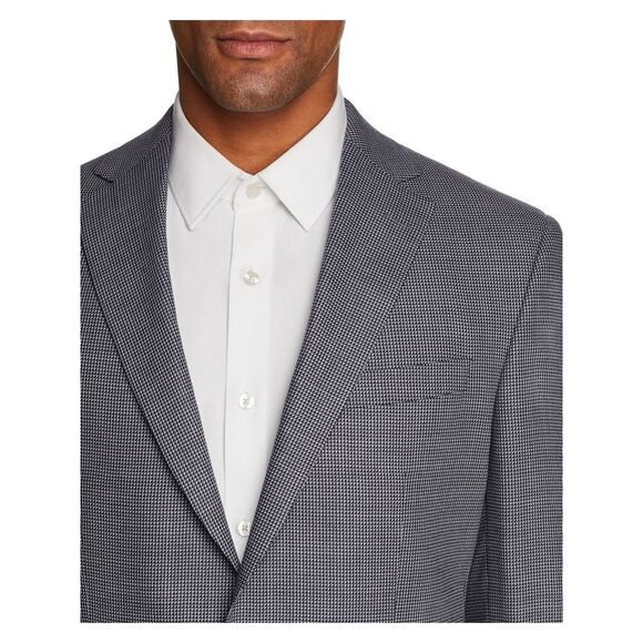 MICHAEL KORS Mens Sharkskin Gray Single Breasted, Wool Blend Blazer 42L - Picture 3 of 4